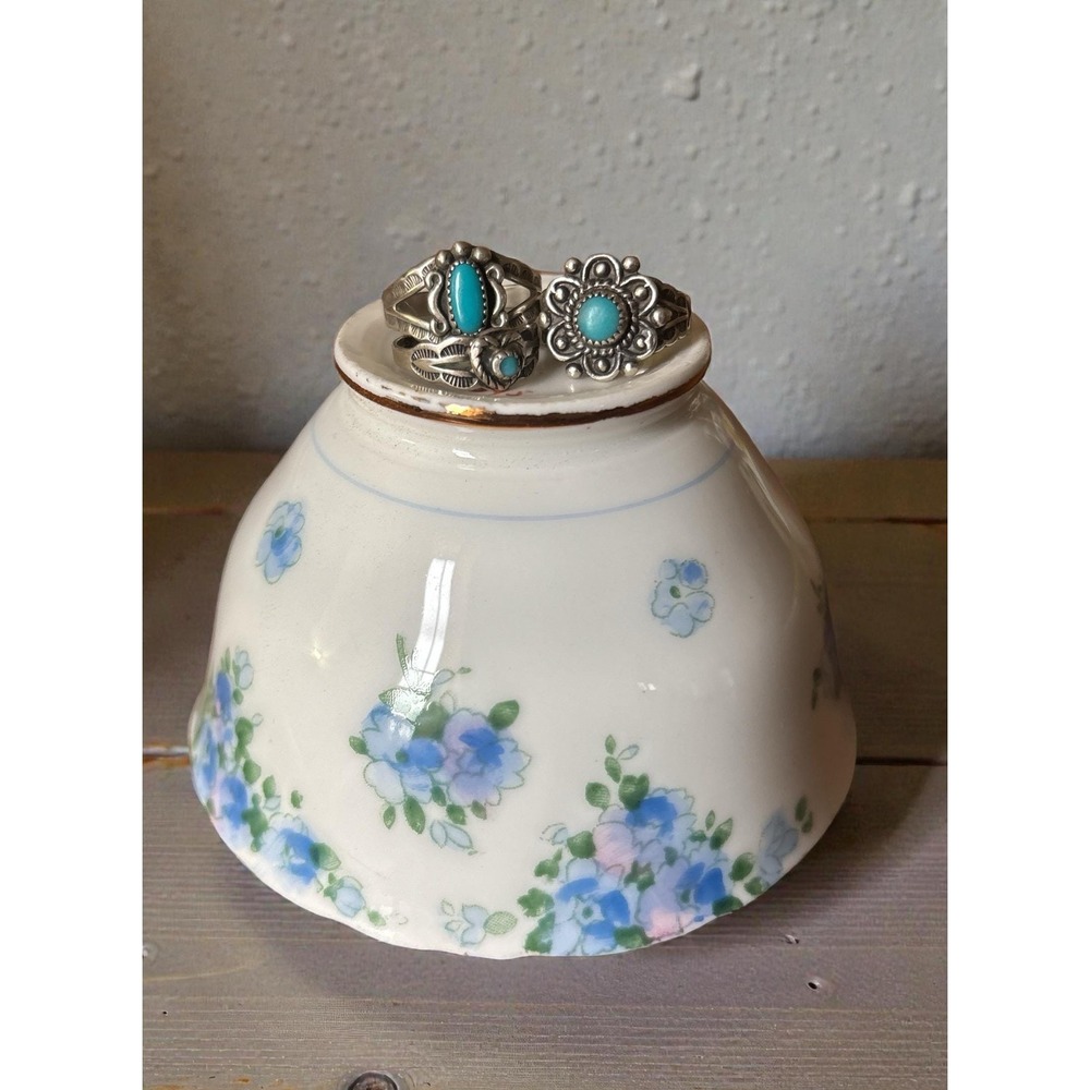 Native American Sterling Silver Turquoise Rings Lot of‎ 3 Petite Sz 2.5 3 5